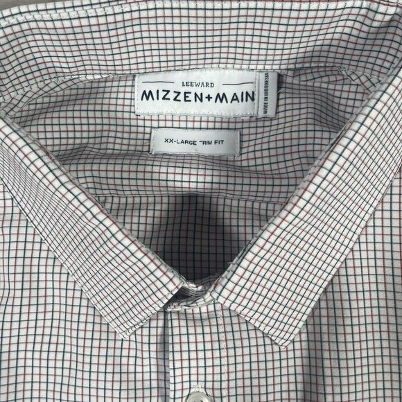 Mizzen + Main‎ Trim Fit Button Down Men's Size 2XL Red Green Tattersall Plaid - Picture 3 of 8